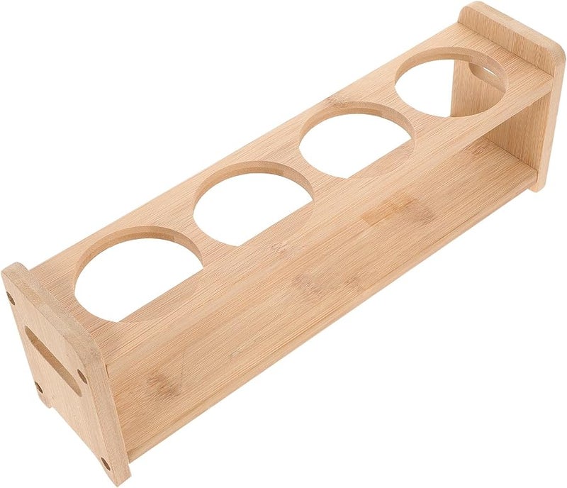 Wooden Spice Rack 4 Holes Kitchen Seasoning Storage Shelf 6 6cm Diameter Oil Can Holder - Image 1